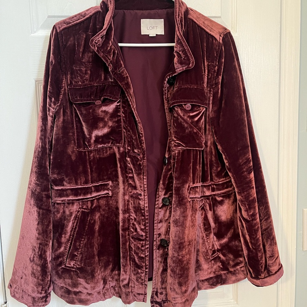LOFT Women's Velvet Jacket - Rich Burgundy